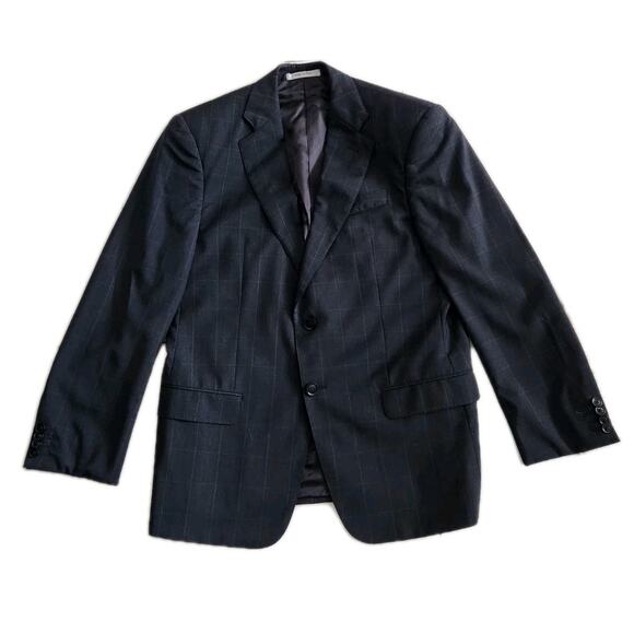 ARMANI Collezioni Executive Gray Check Blazer Wool Sport Coat Jacket Men's 40C - Picture 1 of 8